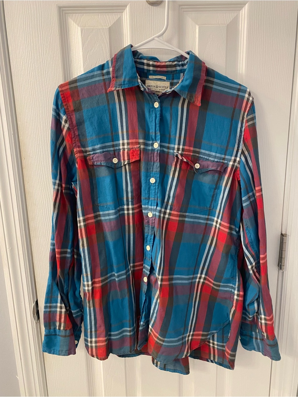 Ralph Lauren Blue & Red Plaid Button-Down Shirt